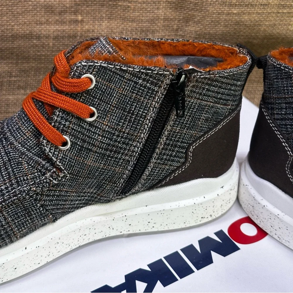 Romika Helsinki 02 brown & orange plaid high hi‎ top sneakers boots size 8